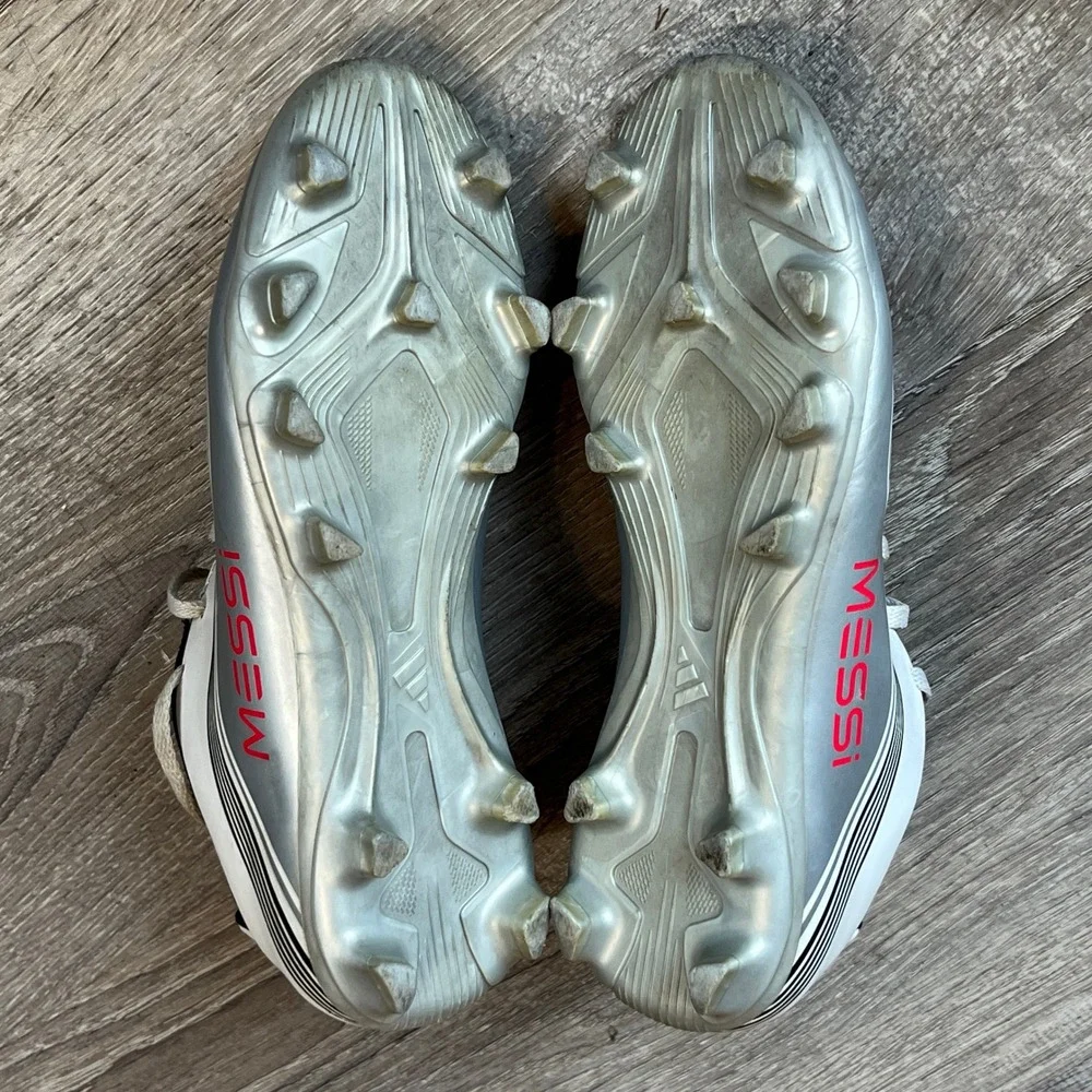 Adidas Kids F50 Messi Soccer Cleats White Silver Red JP7457 Size 4Y